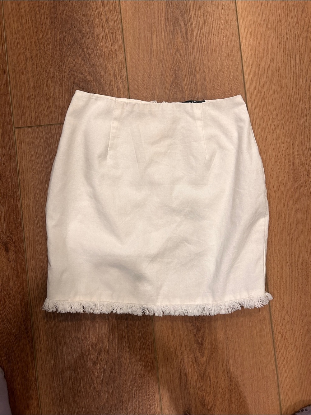White Fringe Hem Mini Skirt NWOT